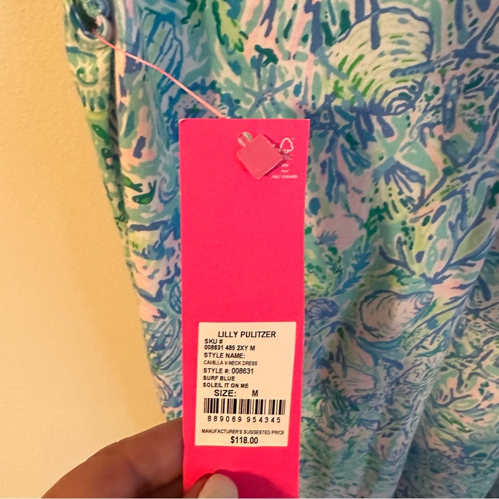 Lilly Pulitzer Soleil it on me Blue Green FloralCamille V-Neck Swing Dress - Picture 6 of 7